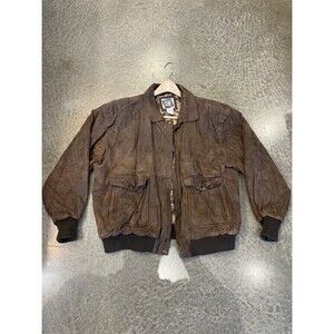 VINTAGE THE CUBE 100% LEATHER BOMBER JACKET SIZE Large